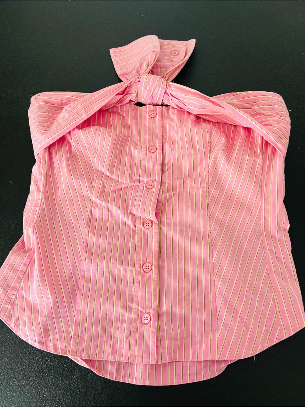 Bryan Fares Beauty Mark Pink Stripe Strapless Bow Top Size 6 - Picture 4 of 9